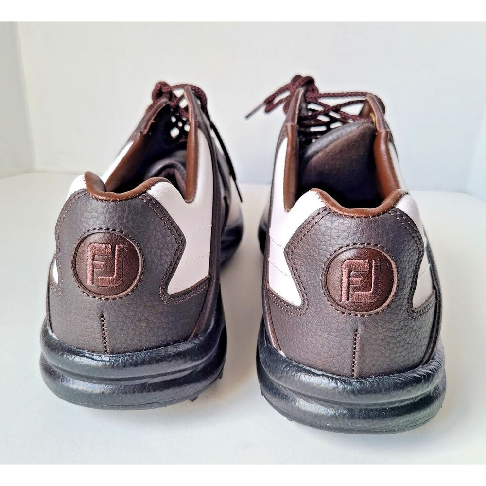 Footjoy Golf Shoes GreenJoys 45516 White Brown Leather Soft Spike Men’s Sz 10.5 - Picture 2 of 13